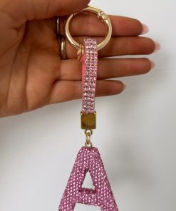 Rhinestone Initial Keyring