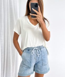 Roll Up Denim Shorts