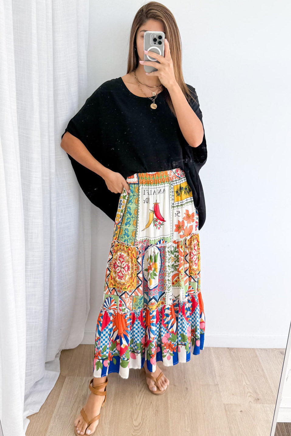 Roma Belle Skirt - Amalfi Tile Print - Image 2