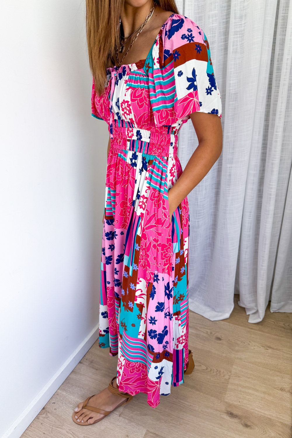 Sienna Wilde Dress - Pink Patchwork - Image 3