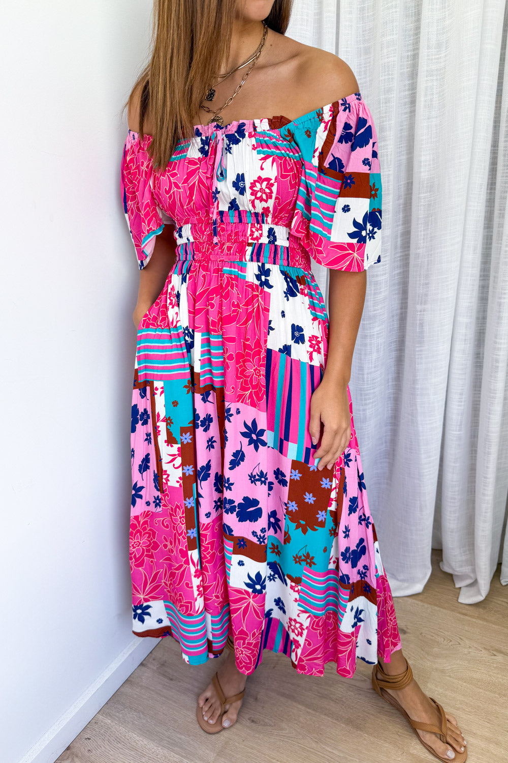 Sienna Wilde Dress - Pink Patchwork - Image 2