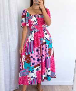 Sienna Wilde Dress - Pink Patchwork