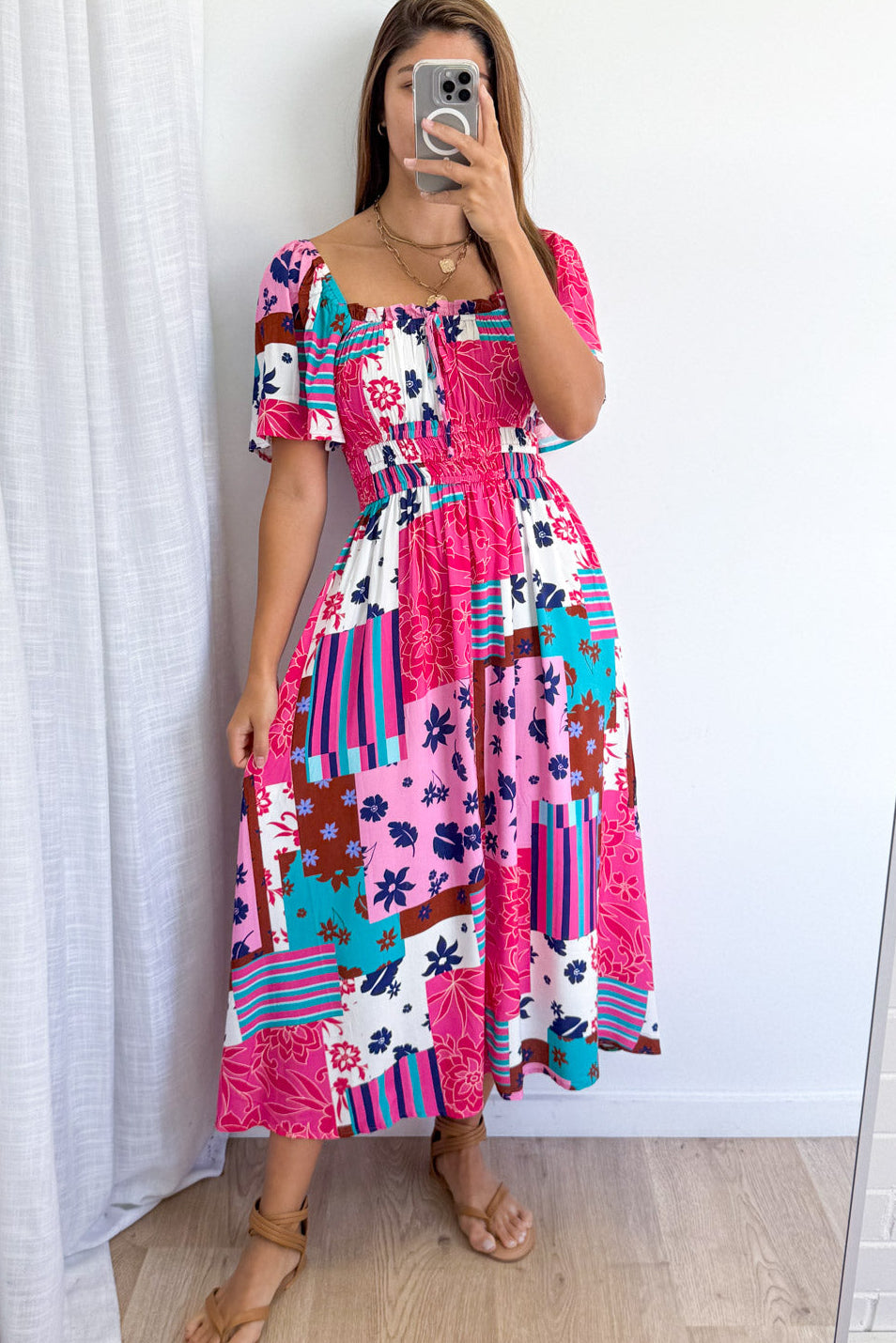 Sienna Wilde Dress - Pink Patchwork