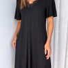 The Comfiest Lace Trim Nightie - Black