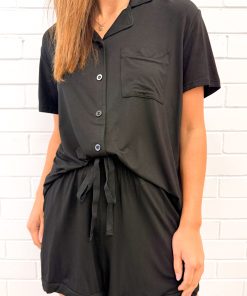 The Comfiest PJs Shirt & Short Set - Black