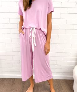 The Comfiest PJs Tee & Cropped Pants Set - Fairy Floss