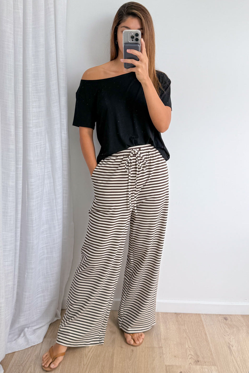 The Unwind Lounge Pants - Chocolate Stripe - Image 2