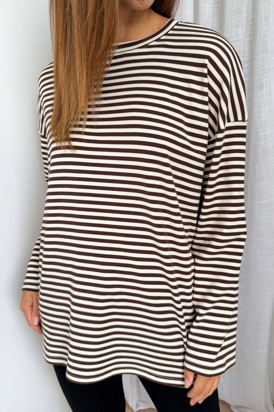 The Unwind Lounge Top - Chocolate Stripe - Image 3