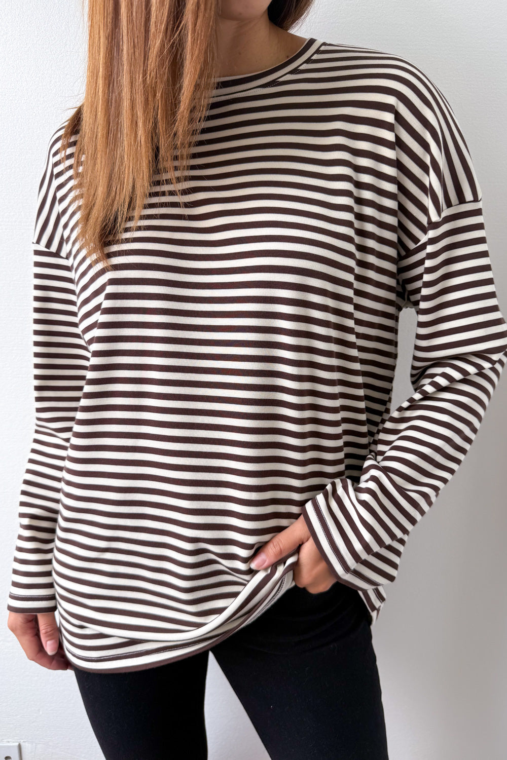 The Unwind Lounge Top - Chocolate Stripe - Image 5