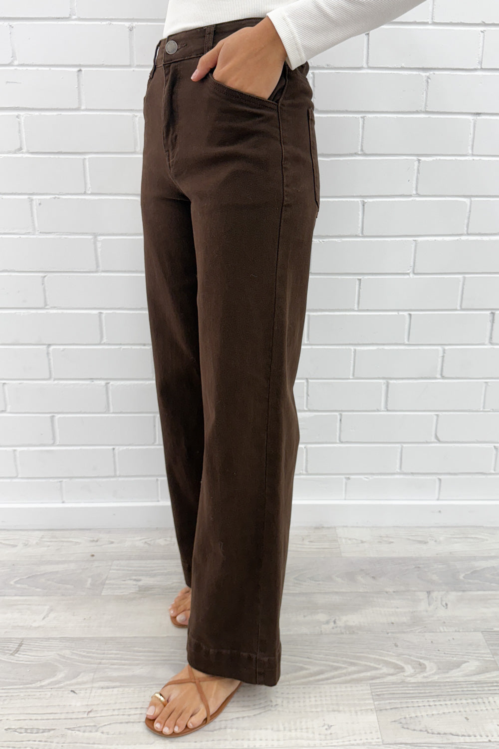 Tilda Wide Leg Jeans - Chocolate Denim - Image 5