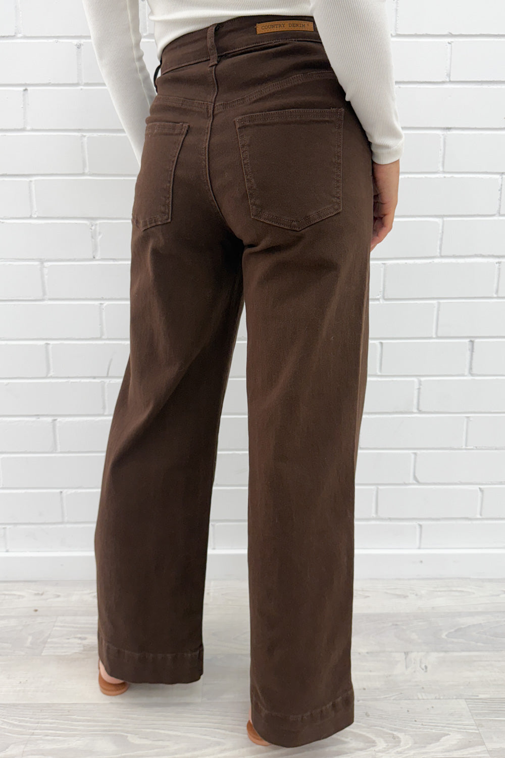 Tilda Wide Leg Jeans - Chocolate Denim - Image 3