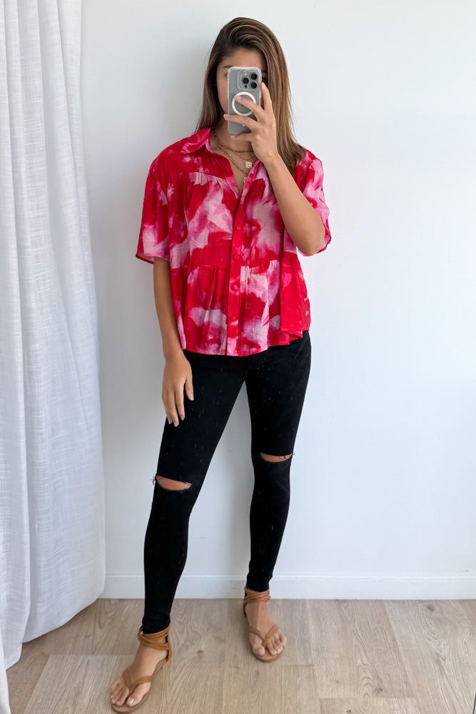 Tulum Escape Shirt - Red Crush Tie Dye - Image 5