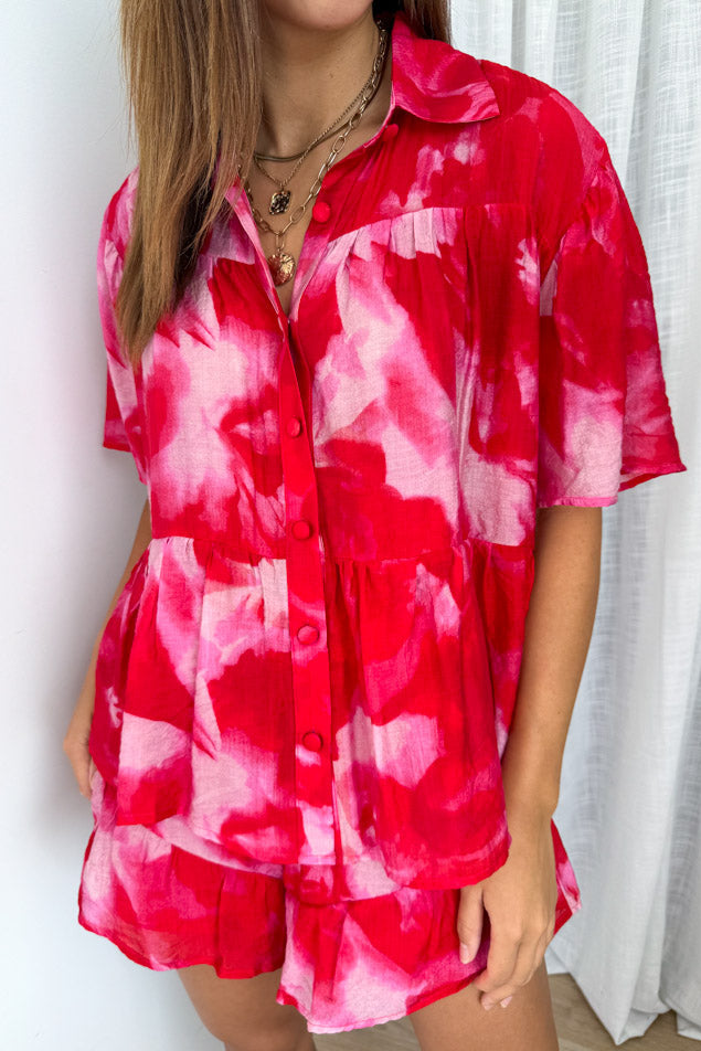 Tulum Escape Shirt - Red Crush Tie Dye - Image 4