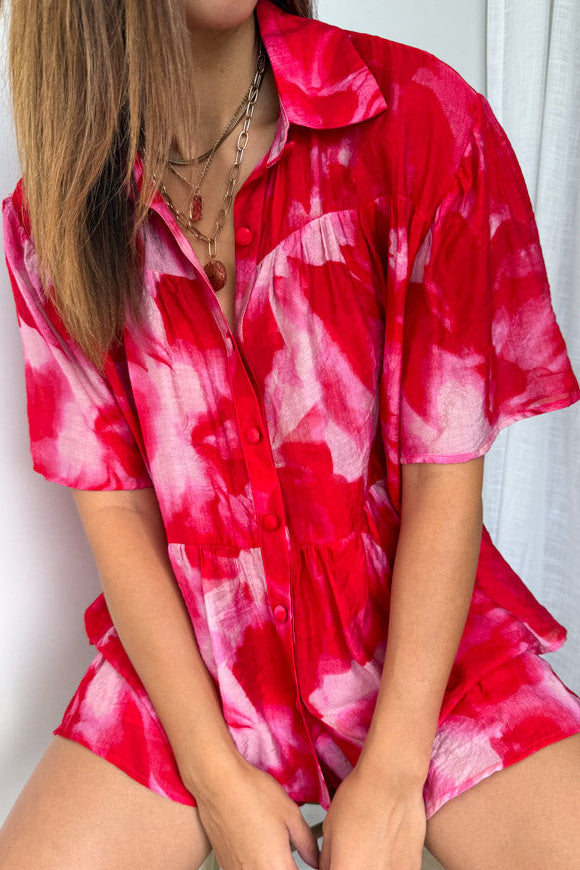 Tulum Escape Shirt - Red Crush Tie Dye - Image 2