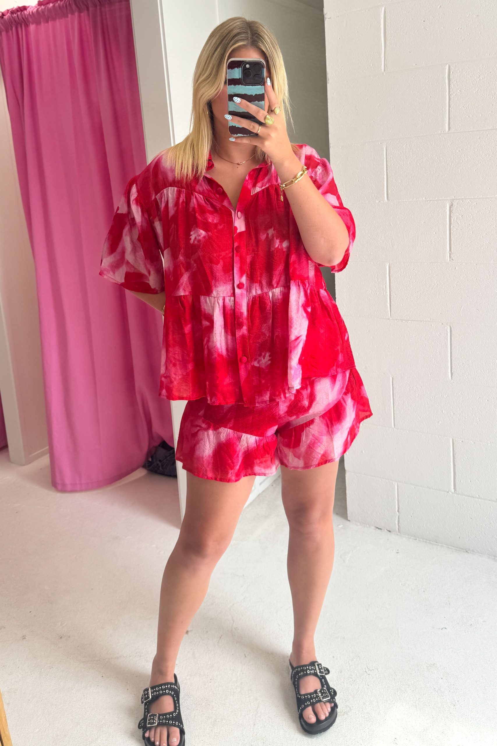 Tulum Escape Shirt - Red Crush Tie Dye