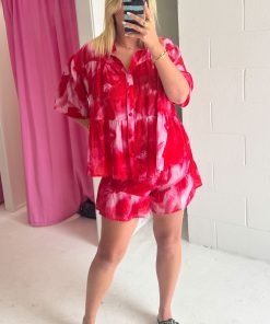 Tulum Escape Shirt - Red Crush Tie Dye