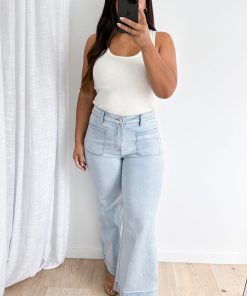 Whitley High Rise Wide Leg Jeans - Light Blue Denim