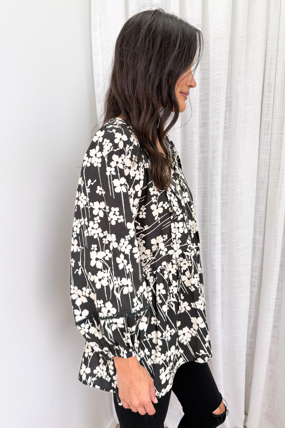 Zula Top - Black Cream Floral - Image 5