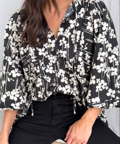 Zula Top - Black Cream Floral