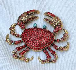 Bejewelled Crab Brooch - Red - Image 4