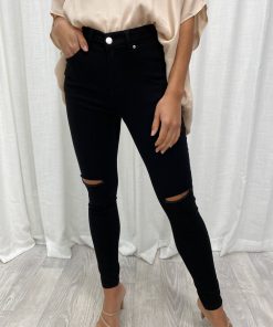 Ryder Skinny Ripped Jeans - Black Denim